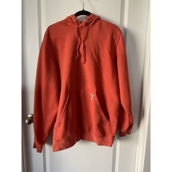 Men’s Orange Carhartt Hoodie Sweatshirt Medium Loose Fit Work 0197 - Picture 1 of 12